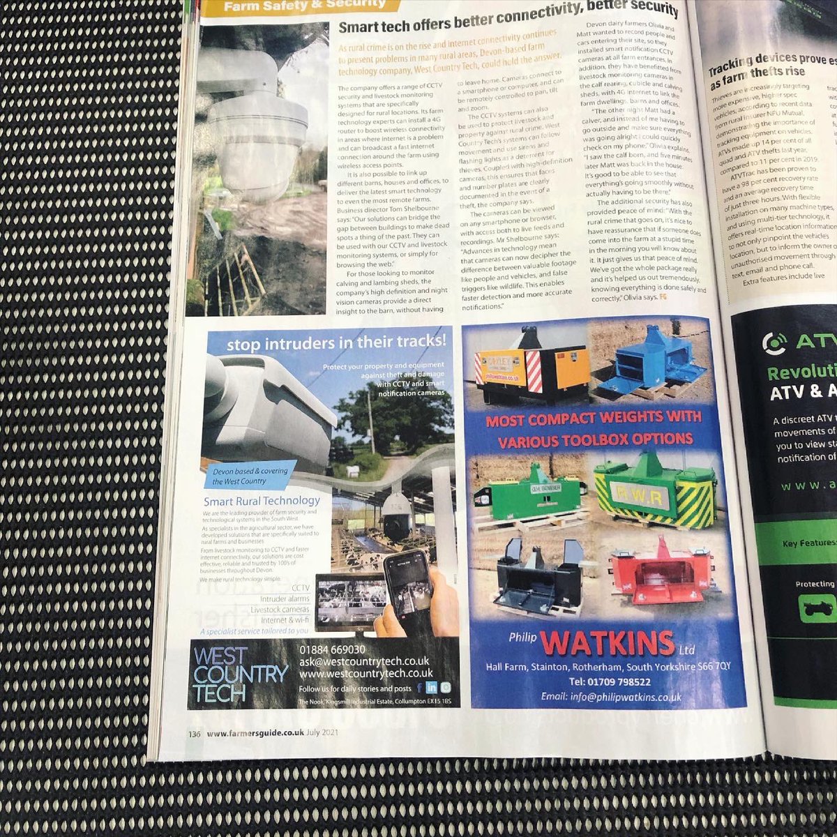 westcountrytech's tweet photo. Very excited to be included in this months @FarmersGuide to check out the full article check our link tree for the digital copy
#devonfarm #farmersguide #farmersguide2021 #farm #devon #devonbusiness #somersetfarm #farmsecurity #yfc #dahuasmart #cctv @MASTDigitalUK @DAHUA_UK https://t.co/0dAcC7nnrJ