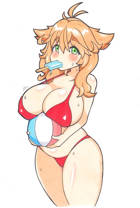 つい最近調度描いてたものを、普段アレだからちゃんと着せてる絵が少なかった・・・
#ビキニの日 