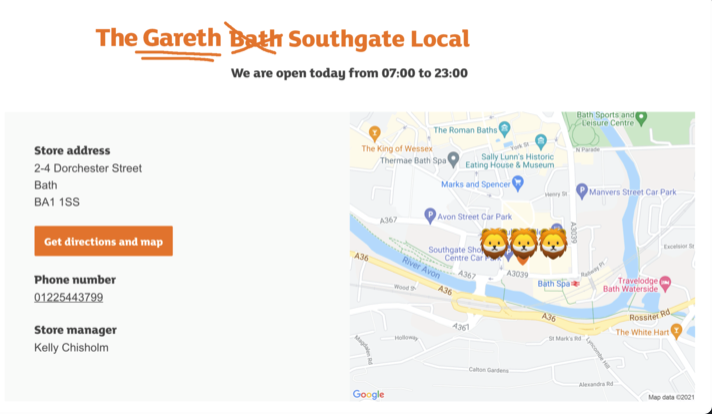 sainsburys's tweet photo. We're one step closer to renaming our Bath Southgate store if England win Euro 2020! Let’s go lads 👏🏴󠁧󠁢󠁥󠁮󠁧󠁿

#ItsComingHome https://t.co/1SKhl6rbt5