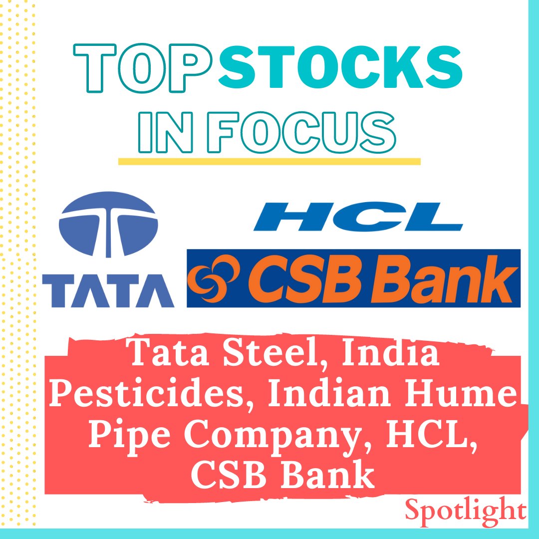 WeeklySpotlight's tweet image. Check out the stocks that will be in focus during trade today based on recent and latest news developments.

#StockMarket #Nifty #nifty50 #tatasteel #IndiaPesticides #Share #investing #Investment #hcltech #HCL