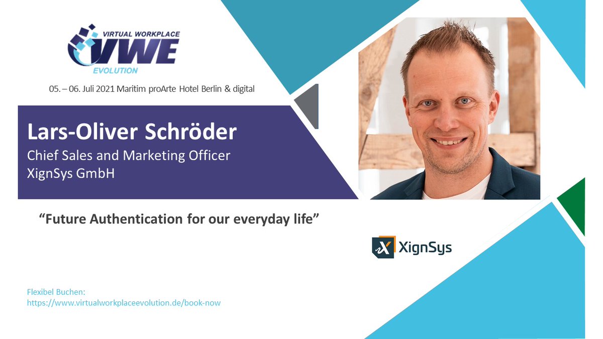 XignSys's tweet image. Trefft CSO&amp;amp;CMO Lars-Oliver Schröder heute und morgen auf der #VWE21. Jetzt (13:10 Uhr) hält er zudem einen spannenden Elevator Pitch über die Zukunft der Authentifizierung. Ihr seid vor Ort? Kommt vorbei! #VirtualWorkplaceEvolution  
@weCONECTMedia 
virtualworkplaceevolution.de/peoples/lars-o…