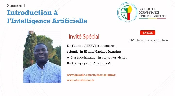 Place à l'invité spécial de <a href="/idjaton/">IDJATON Koubouratou</a> , Fabrice Atrevi qui nous parle de la application de l'IA dans notre quotidien 🤖👋

 #beninnumerique #EGIBENIN #IA #womenintech