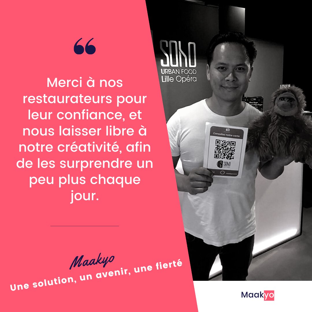maakyo3's tweet photo. Notre plus belle victoire ! 🏆
Celle de vous accompagner dans vos projets et vous en rendre fiers. Chaque jour qui passe est source d'inspiration et de motivation, à vos côtés, ensemble nous évoluons, nous apprenons. 😇🤝

#maakyo #qrcode #foodtech #lille #hellolille  #restaurant https://t.co/GSTz7HJXfO