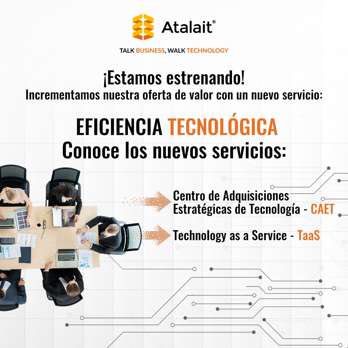 Atalait's tweet photo. ⚠️ En beneficio de nuestros clientes ampliamos nuestro portafolio 🤜🤛

Conoce Eficiencia Tecnológica: soluciones y servicios que contribuyen a que tu empresa alcance sus metas a través de la gestión óptima en términos de gasto e inversión tecnológica. 

#EficienciaTecnológica https://t.co/P7hYbAhx5L