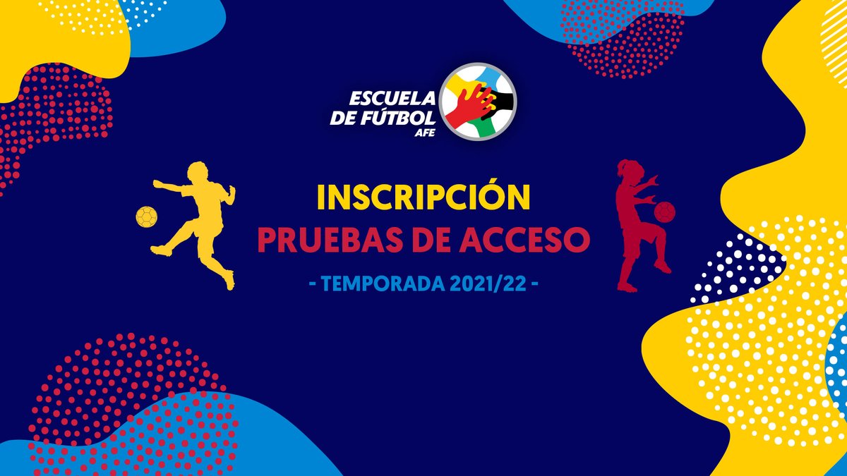 ⚠️Inscripciones pruebas de acceso #EscuelasAFE
⚽️Temporada 2021/2022
📆Convocatoria: septiembre

🔴Madrid ➡️escuelafutbolafe.es/Publico/Inscri…
🟢Córdoba ➡️escuelafutbolafe.es/Publico/Inscri…
🟡Murcia➡️escuelafutbolafe.es/Publico/Inscri…