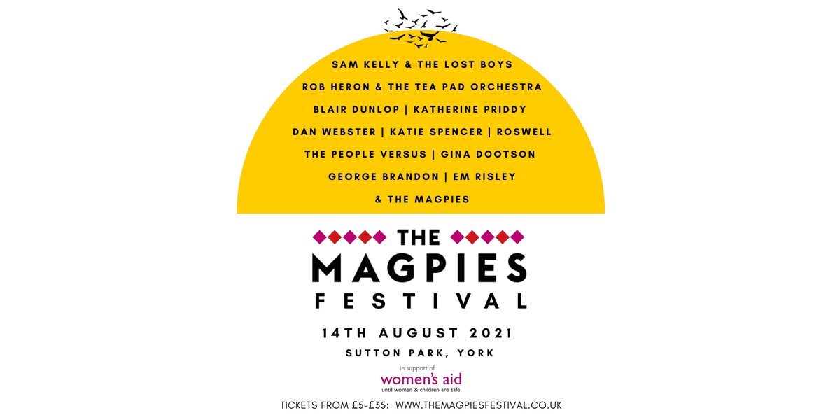 The Magpies (@magpiesmusicuk) on Twitter photo We're excited that @ThePeopleVers, <a href="/GinaDootson/">Gina Dootson</a>, George Brandon & Em Risley are joining <a href="/samkellymusic/">Sam Kelly</a>, @RobHeronTeaPad, <a href="/BlairDunlop/">Blair Dunlop</a>, <a href="/KatherinePriddy/">Katherine Priddy</a>, <a href="/danwebstermusic/">Dan Webster</a>, <a href="/KRSpencerMusic/">Katie Spencer</a> & @roswellbanduk to complete our festival line-up on 14th August 🎪☀️
themagpiesfestival.co.uk We're excited that @ThePeopleVers, <a href="/GinaDootson/">Gina Dootson</a>, George Brandon & Em Risley are joining <a href="/samkellymusic/">Sam Kelly</a>, @RobHeronTeaPad, <a href="/BlairDunlop/">Blair Dunlop</a>, <a href="/KatherinePriddy/">Katherine Priddy</a>, <a href="/danwebstermusic/">Dan Webster</a>, <a href="/KRSpencerMusic/">Katie Spencer</a> & @roswellbanduk to complete our festival line-up on 14th August 🎪☀️
themagpiesfestival.co.uk