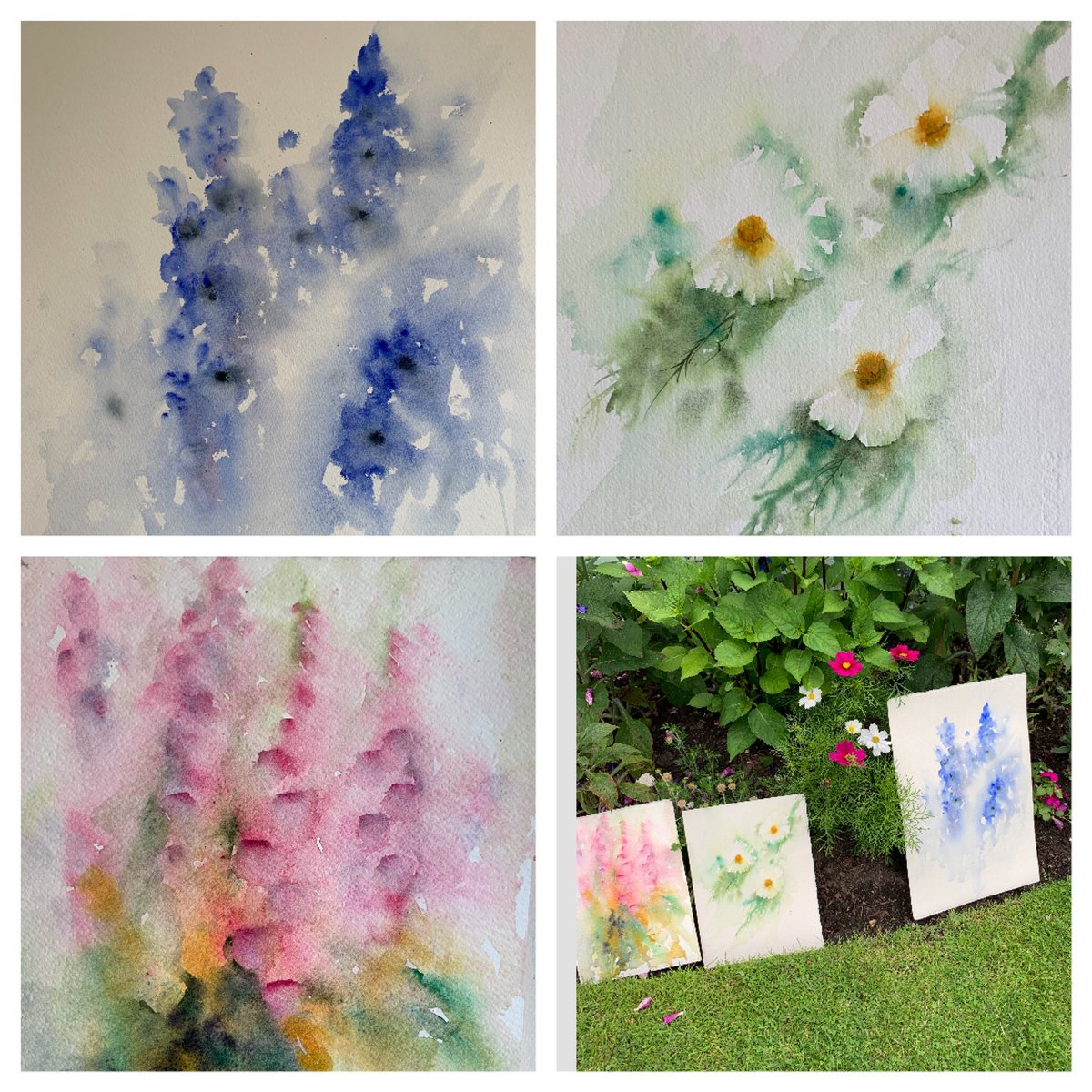 JeanHaines's tweet image. A few quick floral warm ups in my garden to start my watercolour week. #art #flowers #watercolour #watercolor #garden #artist #floral