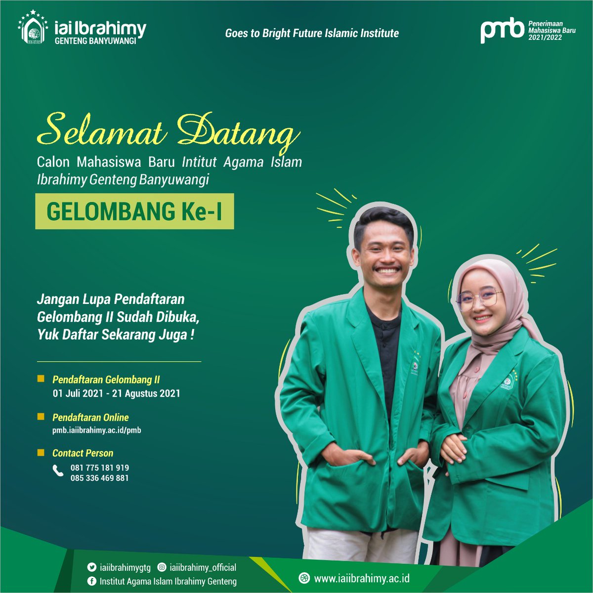 iaiibrahimygtg's tweet image. Selamat &amp;amp; sukses teman-teman yang lolos di PMB gelombang I. Segera lakukan pendaftaran ulang  ya. Belum lolos? jangan berkecil hati. Pendaftaran mahasiswa baru gelombang II sudah dibuka. Yuk segera daftar dan persiapkan diri sebaik mungkin. #PMB2021 #IbrahimyKeren #MABA #InfoPMB