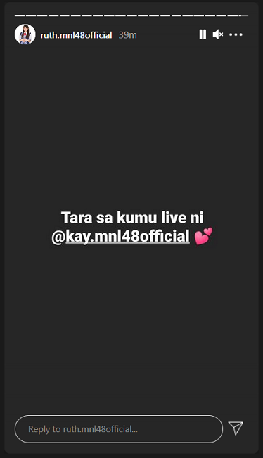 MNL48RuthFever's tweet photo. [Instagram story post SS]
MNL48 MNL48Ruth Ruth Kay
#MNL48 #MNL48Ruth #MNL48Kay
#RuthOfYourHappiness
#MNL48onKUMU
#KumuLive #RuthFeverFanmily https://t.co/uDSDPmj7rb