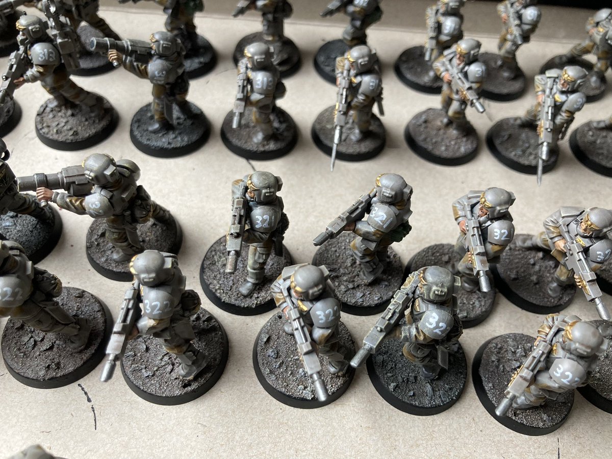 ClashDice's tweet photo. Needing to add squad numbers to my Guard infantry as I’m taking part in a Crusade campaign this coming weekend…that’s a lot of free-handed numbers!!! #gamesworkshop #imperialguard #astramilitarum #warhammer40k #warhammercommunity #cadia https://t.co/NITP8e4eQP