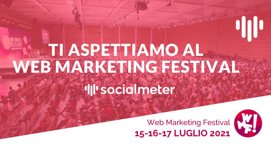 15-16-17 luglio 🗓☀️ 
Presentazione della nuova #SocialMeter Suite 📲📊 al #WebMarketingFestival 🎆 di #Rimini 

👉 webmarketingfestival.it

#bigdata #datadriven #wbf2021