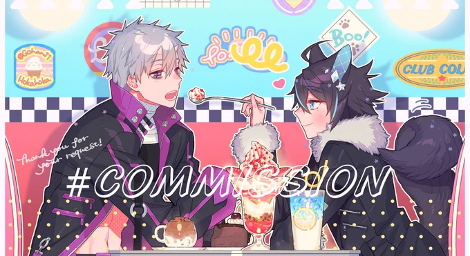 #Skeb
あまあまデ～トシチュ描かせていただきました🍦 