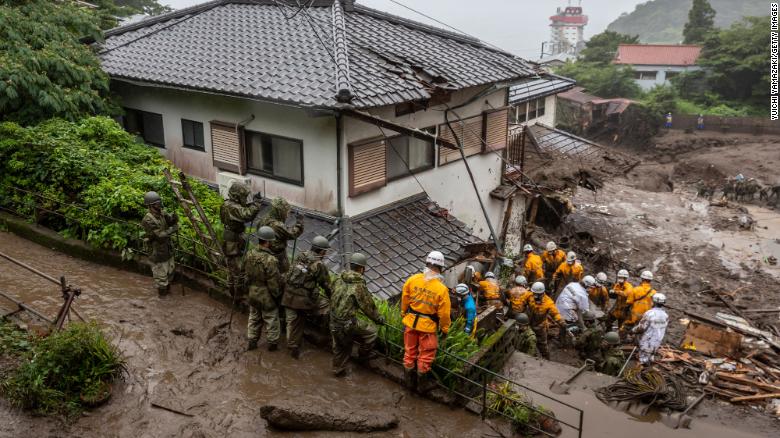 Japanese rescue workers continued to search for survivors Monday, two days after a devastating 