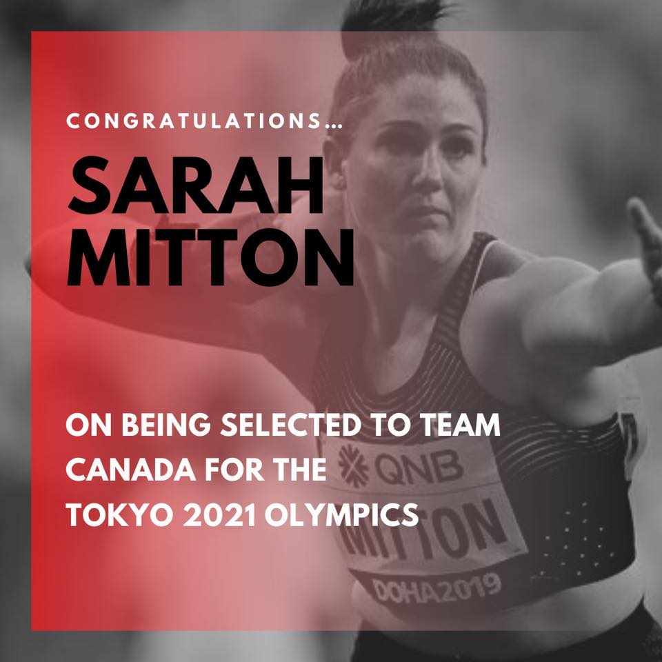 EXCITING NEWS! Nova Scotia's Sarah Mitton has secured her ticket to the 2021 Tokyo Olympics in the sport of Shot Put! 
Congratulations, Sarah! We can't wait to cheer you on in just a few short weeks. #nsproud