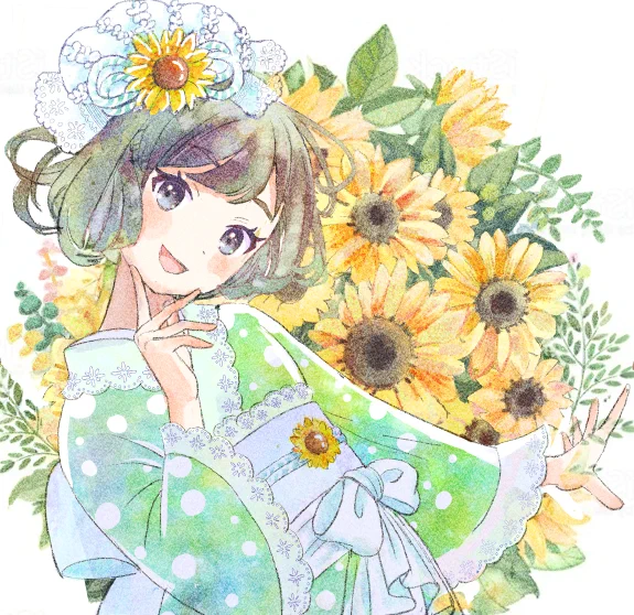 「向日葵」
完成です。

何通りも出来てしまい自分では選べず、迷いに迷いツンちゃん(@5FbTJP7SpOuOLAV)にご意見を頂き4枚アップさせて頂きました! 