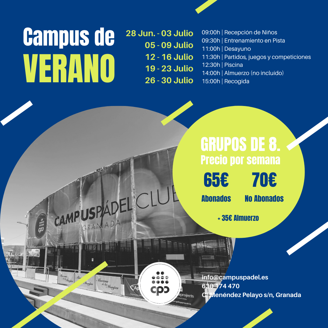 ¿Has oído hablar de nuestro campus de verano? 👇🏽⁣
Durante todo julio en <a href="/campuspadel/">Campus Pádel Club</a> podrás dejar a tus hijos haciendo lo que más les gusta: JUGAR AL PÁDEL 🤩⁣
⁣
Desde las 9:00 h hasta las 15:00 h habrá miles de actividades.⁣