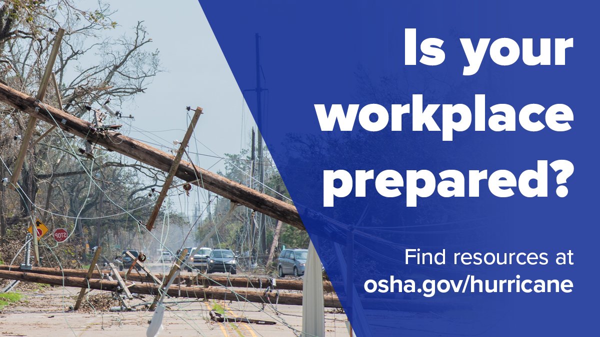 OSHA_DOL's tweet image. Find @OSHA_DOL resources that can help #KeepWorkersSafe before, during and after a tropical storm or hurricane ➡️ osha.gov/hurricane #HurricanePrep