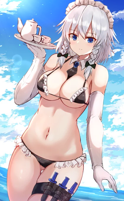 #ビキニの日 
水着姿な咲夜さん 