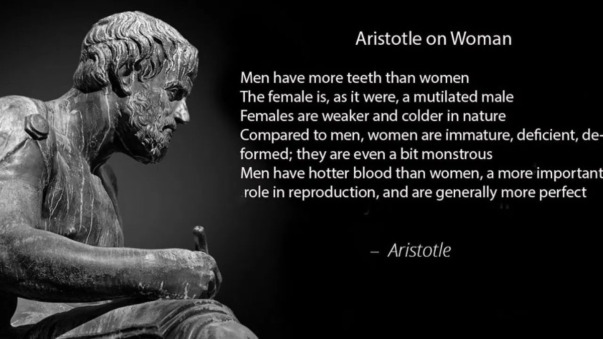 HowSxGotScrewed's tweet photo. #DYK #Aristotle (d.322BCE) taught that #mothers were not #parents, they just provided the soil of their #wombs in which a manโs #seed could grow? His #DaftIdea prevailed in the #MedicalProfession for centuries. #Ghosts of #genderhistory still #haunt. https://t.co/OihfQCRHko https://t.co/Y73P5o0VvU
