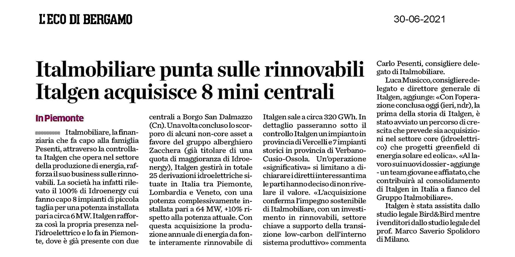 ItalgenEnergy's tweet photo. 8 nuove centrali per Italgen che, grazie all’acquisizione del 100% di Idroenergy Srl, porta a 25 il numero delle proprie derivazioni idroelettriche per una potenza globale installata pari a 64 MW e una produzione di 320 GWh. 
https://t.co/meQW5NvMgE  @ConfindustriaBG @E_Futura https://t.co/L8lL5D8rZh