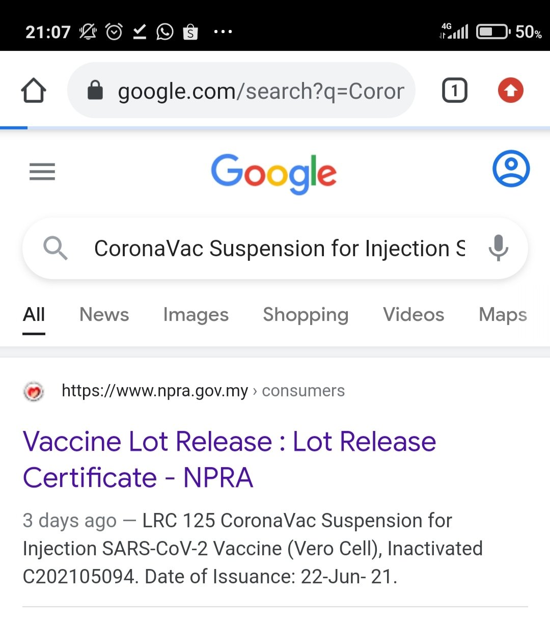 Npra sijil lot vaksin