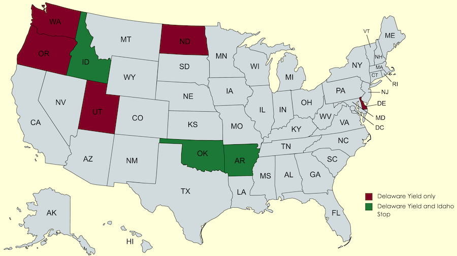 Bike_DE's tweet photo. @JBergal @AAA_NCNU The #DelawareYield is now lawful in an eclectic group of 8 states. https://t.co/qs0DN7GDoE https://t.co/INZwyX4uMy