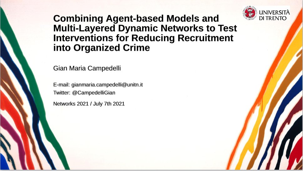 CampedelliGian's tweet image. This week I&apos;ll present our work (@FraCalderoni, Aron Szekely, @mario_paolucci &amp;amp; @giulia_ndr) on countering organized crime recruitment via agent-based models at @Networks2021. See you on July 7, 11.15 EST, ID 10101! 
Link to the JQC paper: link.springer.com/article/10.100… #Networks2021