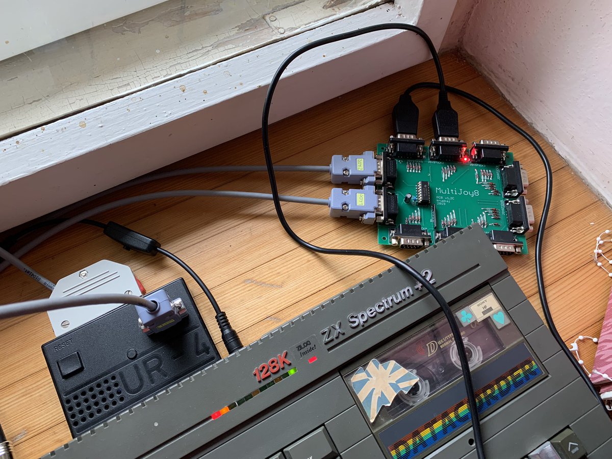 poke128's tweet photo. My first mission of #zxsumava accomplished. Raster’s #multijoy connected to the #zxspectrum and working. Thanks to: @krupkaj, @Wotnau_CZ https://t.co/zeIp0pcseA