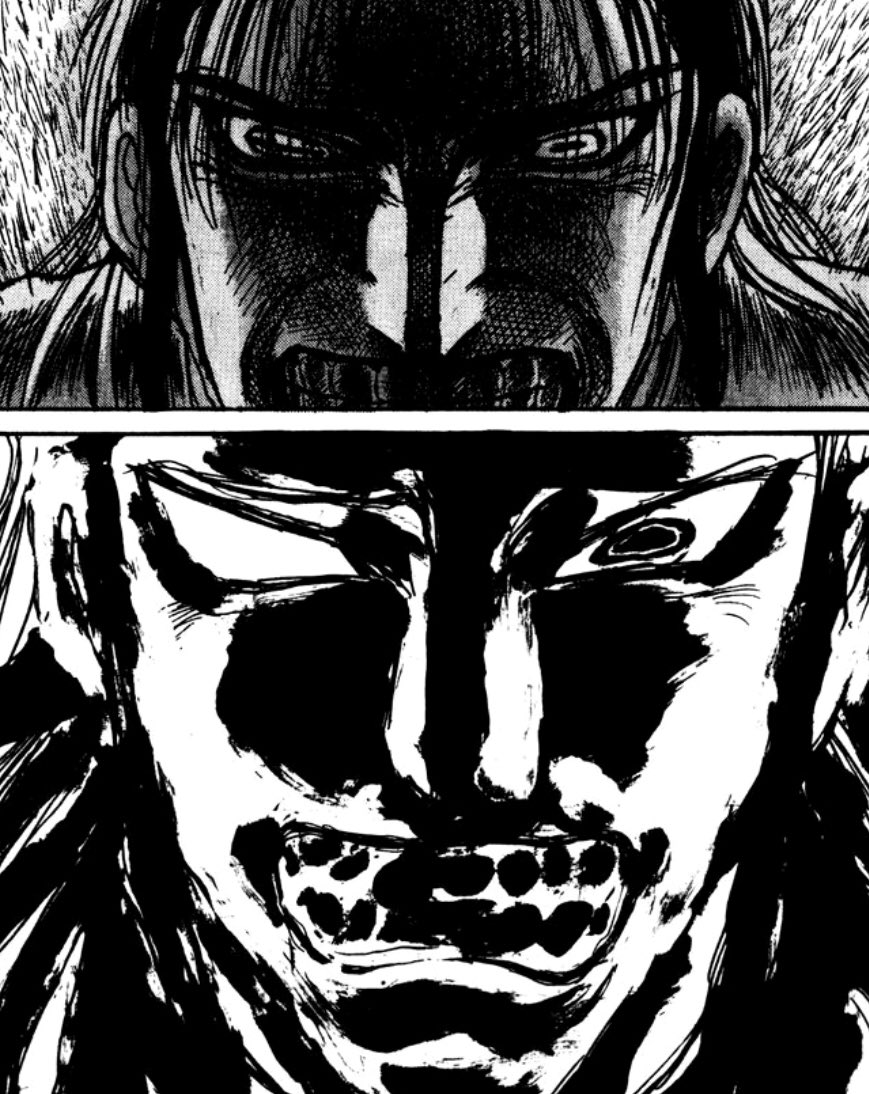 I have quite a few but today Imma focus on Kazuhiro Fujita (Ushio Tora, Karakuri Circus). What drew me to his style is his exaggerated facial expression, flow and composition that somehow exudes energy and grace at the same time. His style is so fluid. Plus dude's is hilarious 😂 https://t.co/YQPKnmIjG2 