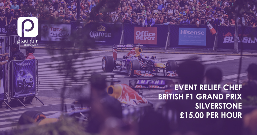 #JobOpportunity
.
Love Formula One? 
We would love to hear from Chefs interested in working the upcoming British Grand Prix 🏎️
.
💼 #EventChef
🌍 #Towcester
💰 £12.00 to £15.00
👨 Richard Deeley
🔗 bit.ly/3dJ8att  
.
For full details, click the link below 👇