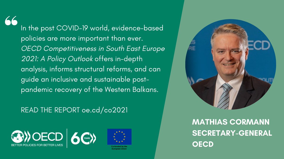 At today’s Leaders Meeting of the #BerlinProcess #WesternBalkans Summit 2021 @OECD Secretary-General @MathiasCormann released the new #OECDseeurope #CompetitivenessOutlook 2021 for the #WB6 

➡️oe.cd/CO2021