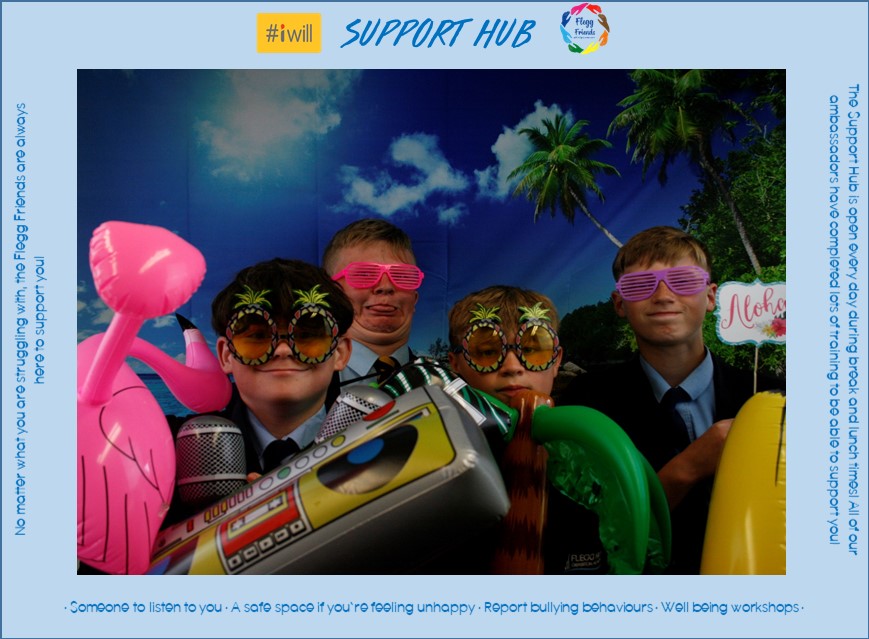 FleggWill's tweet photo. A wonderful start to the #iWillSupportHub photobooth as modelled by a group of our current year 8's. Remember, the photobooth is open every day this week - we'll see you there! 📸 #SayCheese #Snap https://t.co/wENLZYSluJ