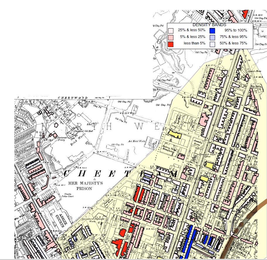 urban_formation's tweet image. Celebrating the reopening of @mcrjewishmuseum, a map of Jewish settlement patterns in its vicinity c. 1881 alongside a #SpaceSyntax analysis of the district's potential accessibility #MondayMap (analysis: Vaughan &amp;amp; Penn, 2005, doi.org/10.1080/004209…). #YourMJM
