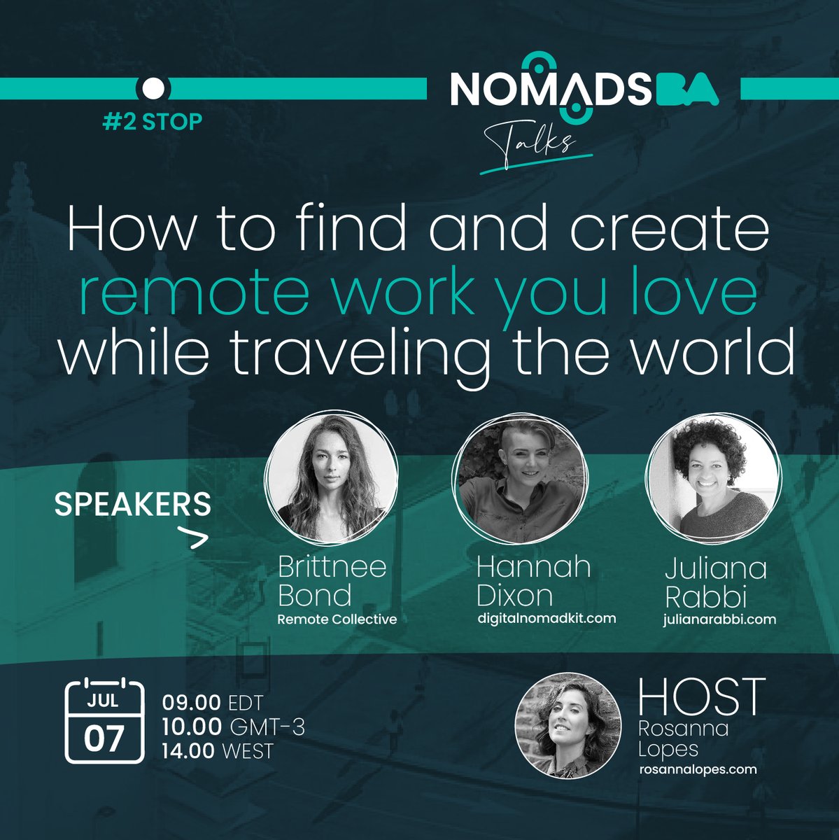 Save the date! Three digital nomads will be getting you rid of your doubt by sharing their experiencies as digital nomads! Encourage yourself with our NEXT TALK: 
How to find and create remote work you love while traveling the world.

SIGN UP for FREE! buff.ly/3wjg3Mo