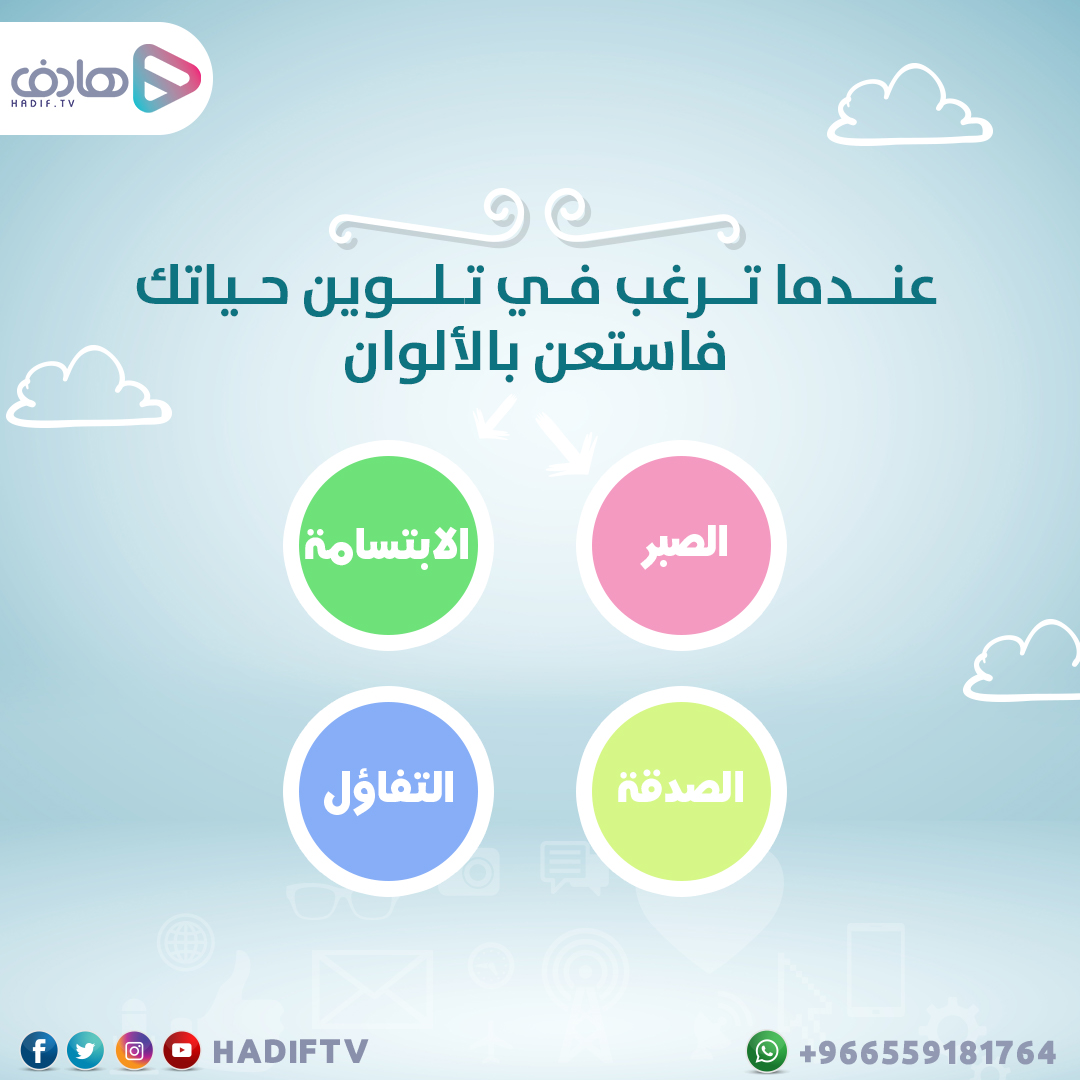 مفاتيح السعادة في حياتك:
1⃣ الصبر
2⃣ الابتسامة
3⃣ التفاؤل
4⃣ الصدقة 

تذكّرهم واستعن بهم دائماً.

#تطبيق_هادف