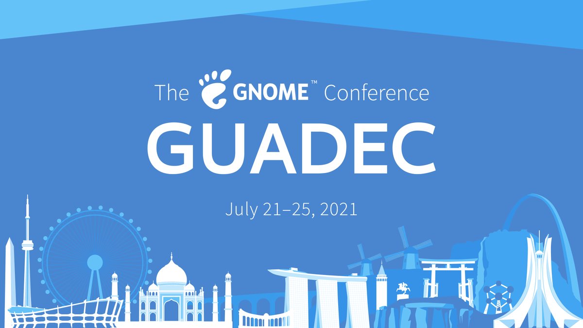 guadec's tweet image. GUADEC 2021 happens this month! Register now and join us on July 21-25 for talks, BoFs, workshops, and (best of all) social events. events.gnome.org/event/9/

#GUADEC2021 #GUADEC #conference #opensource #GNOME