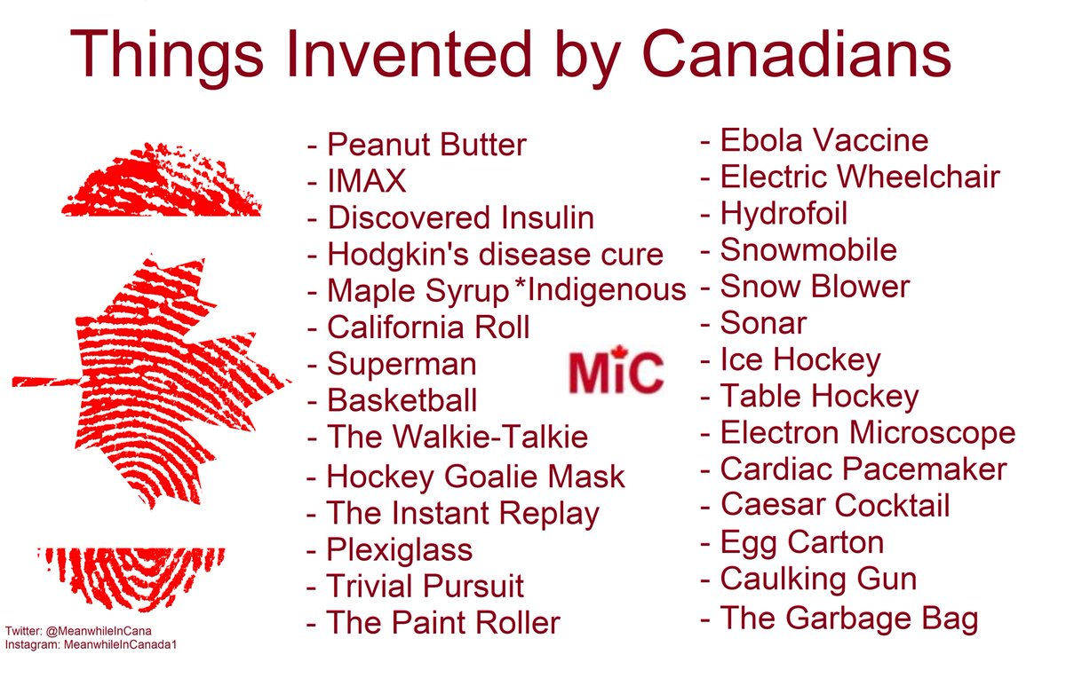 MeanwhileinCana's tweet photo. Things invented by Canadians https://t.co/WqqFmjEbwE
