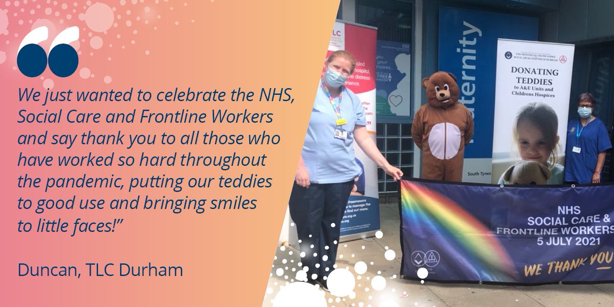 🙌 Big shout out to <a href="/PGLDurham/">Durham Freemasons</a>, who shared treats with the nurses who have helped them with the Teddies for Loving Care scheme, bringing comfort and a smile to children in hospital 🐻 #TLCTeddies #NHSBirthday #NHSFrontlineDay