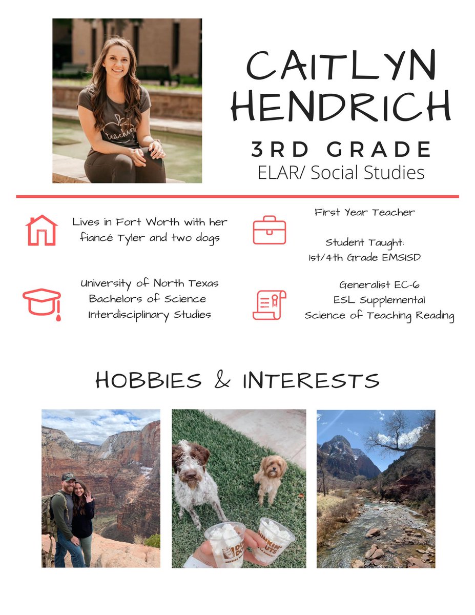 Copper Creek Cowboy Introduction - 

Caitlyn Hendrich will be a third grade teacher at Copper Creek.

Welcome Ms. Hendrich!

#CopperCreekCowboys