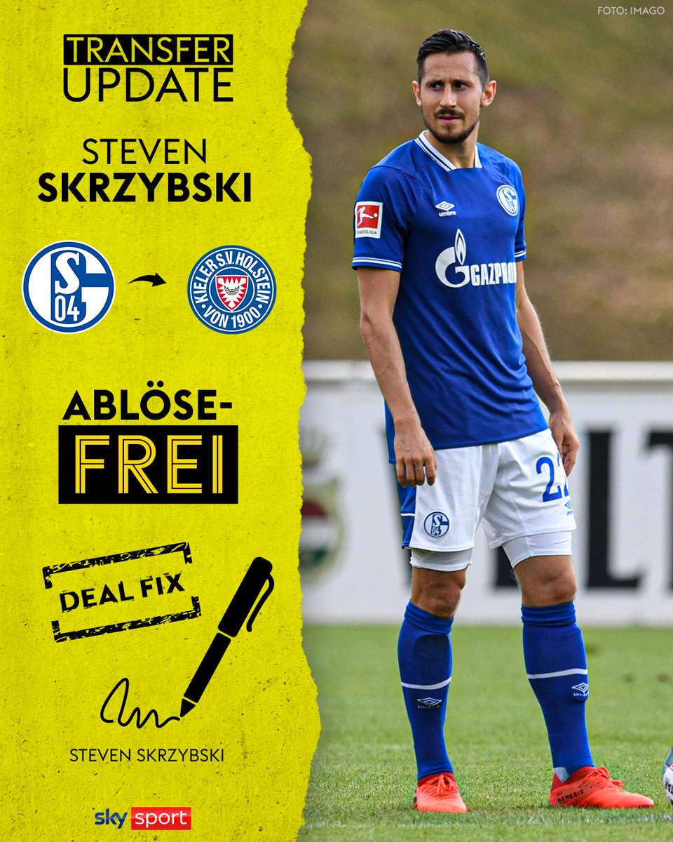SkySportDE's tweet photo. Offiziell: Steven Skrzybski verstärkt künftig Holstein Kiel! ✅
Der offensive Mittelfeldspieler wechselt ablösefrei von Schalke 04 an die Förde und hat einen Vertrag mit einer Laufzeit bis 30. Juni 2024 unterzeichnet. ✍️
#SkyBuli #TuUpdate #Skrzybski https://t.co/YoU74YIftL