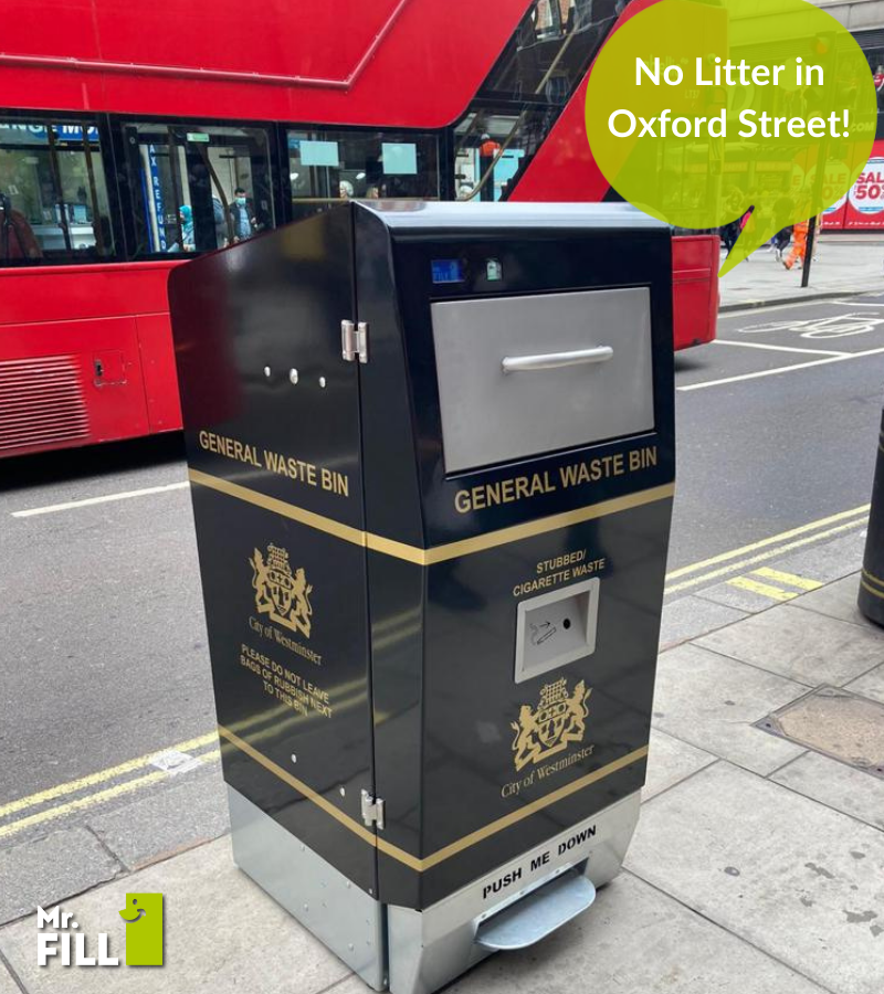 Oxford Street is one of the most famous shopping streets in the heart of London. Located in the Westminster district, Oxford Street has more than 200 million visitors per year. 

Westminster has placed 20 240L smart waste bins last week.

No Litter in Oxford Street!