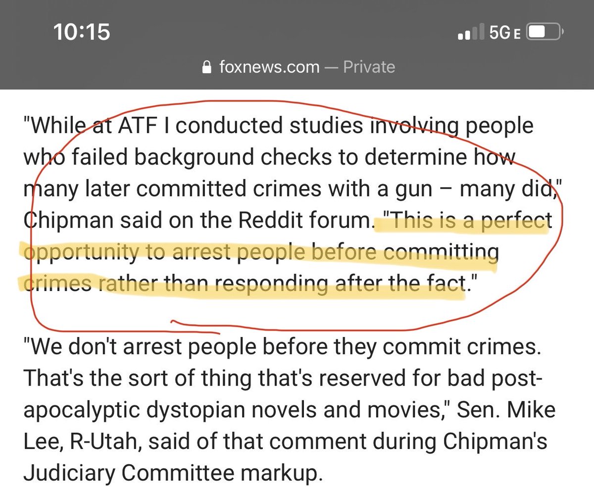 ClayTippins's tweet photo. David Chipman, Nominee to run the ATF, advocated for arresting people BEFORE they committed crimes.
Don’t take my word for it.  
Read the attached interview excerpt from Reddit. https://t.co/5yD8Slw1YG