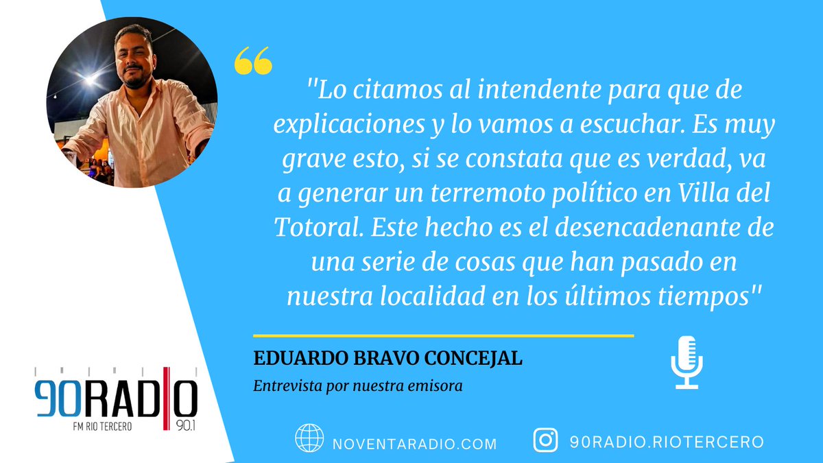 El #intendente de #VilladelTotoral, José Luis de Lucca, fue denunciado penalmente por un albañil, que lo acusó de contratarlo para construir cabañas y pagarle con fondos públicos, <a href="/EduardoBravoOK/">Eduardo Bravo</a>  #concejal de Juntos por Totoral, se refirió al tema. 

noventaradio.com/detalle-notici…