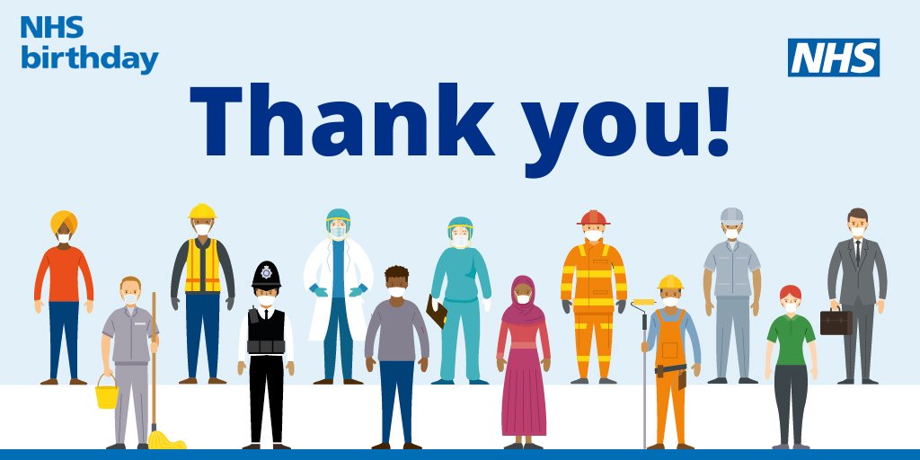 Happy Birthday <a href="/NHSuk/">NHS</a>! 🥳

Join us in saying thank you to the extraordinary NHS staff across the country who are there to guide, support and care for us, day in, day out. 👏

#NHSBirthday #NHSThankYouDay