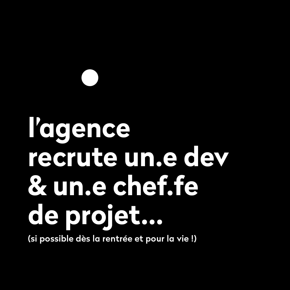 📢 #annonce #job 
L'agence recherche un.e développeur·euse #dev #frontend et un.e #chefdeprojet pour rejoindre l'équipe dès cet été, ou à la rentrée.
Écrivez-nous pour nous rencontrer ! 

Plus d'infos par ici :
extralagence.com/recrutement