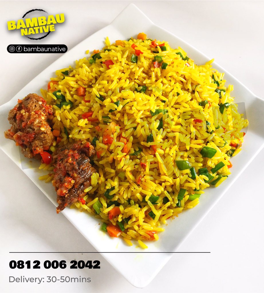bambaucafe's tweet photo. It’s Monday lunch O’ clock 

Enjoy this as lunch for N1500
Spicy fried rice + 2 beef

How to order 
Call 📞/0812 006 2042
Tap the link in bio 

•Pick up and Delivery only 
•Call ahead to order for pickup 
•Delivery 30 - 50mins 

#bambau #food #naijafood https://t.co/FCCi2WJc62
