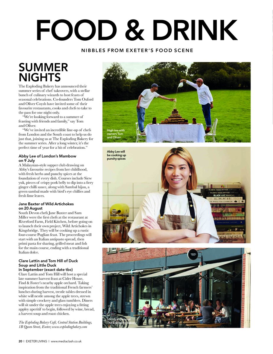 ExeterLiving's tweet photo. Supper clubs, new restaurants and glamping feasts! All the latest foodie news in our current issue: https://t.co/X02MM4umsf
@explodingbakery @Princesshay
#Exeter #Exeterrestaurant #Exetercafe https://t.co/2isUNbv0zz