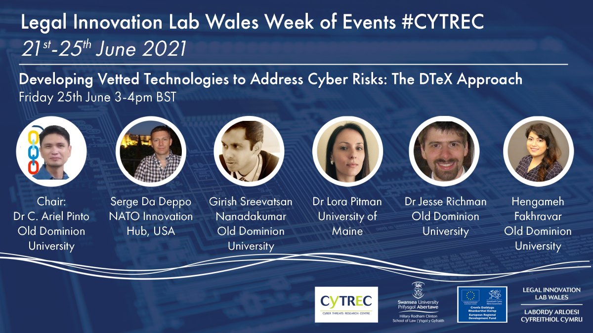 CYTREC_'s tweet photo. 📢Throwback to this excellent talk on Developing Vetted Technologies to Address Cyber Risks: The DTeX Approach
📽️Watch the full recording on the #CYTREC YouTube channel here 👉https://t.co/K8l3uye567
@Swansea_Law
@LegalLabWales
#LILW https://t.co/cmUn64t5fJ