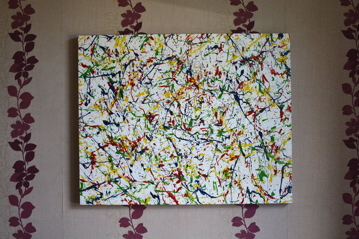 AndrewBevanArt's tweet photo. Action I. The first in my 'Action' series. Bright and bold primary colours. I swear that I haven't just taken the wallpaper out of 5 year old's bedroom, despite what it looks like.. https://t.co/YfCR27IU5H https://t.co/zjsvccM9FY