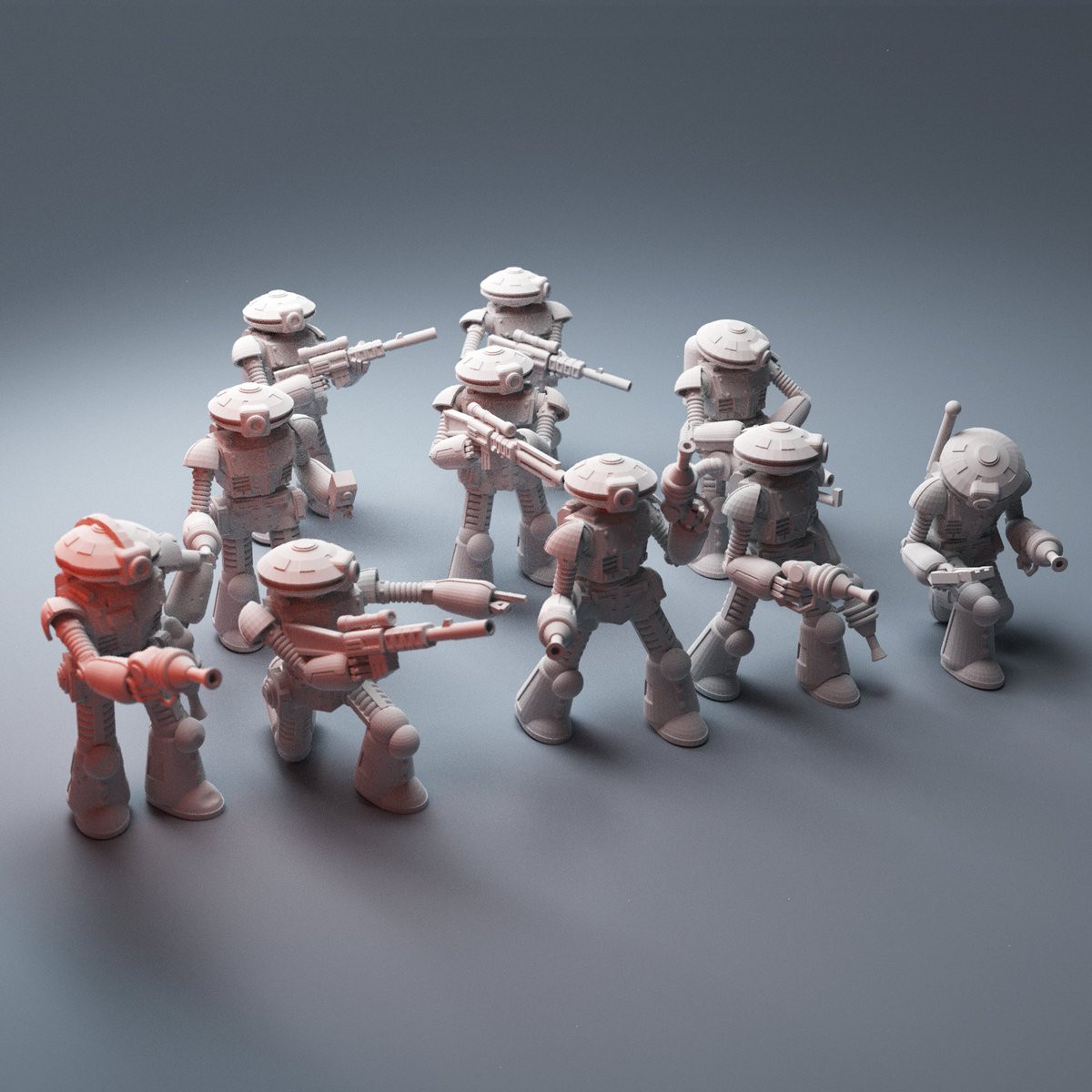 The 28mm #scifi BattleBotz are finished. A full 10 'man' crew for #stargrave. #warmongers #starwarslegion #3Dprint